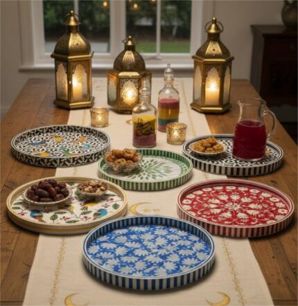 Handcrafted Painted Wooden Serving Trays – Assorted Designs