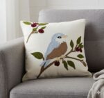 Handmade Punch Needle Bird Cushion – Embroidered Decorative Throw Pillow - Image 2