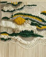 Handmade Boho Macramé Wall Hanging – Natural Cotton with Green & Mustard Accents - Image 2