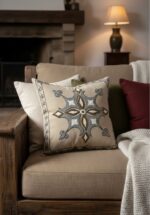 Handcrafted Geometric Symmetrical Star Motif Embroidered Cushion
