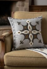 Handcrafted Geometric Symmetrical Star Motif Embroidered Cushion - Image 2