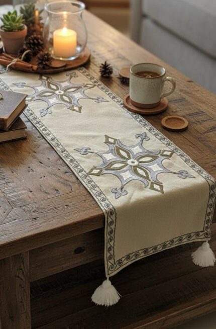 Imperial Heritage Embroidered Table Runner with Tassels