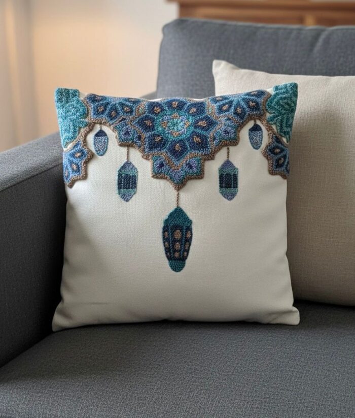 Ramadan Lantern Punch Needle Cushion - Image 1