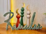 Ramadan Wooden Table Decor Set with Crescent Moon & Typography