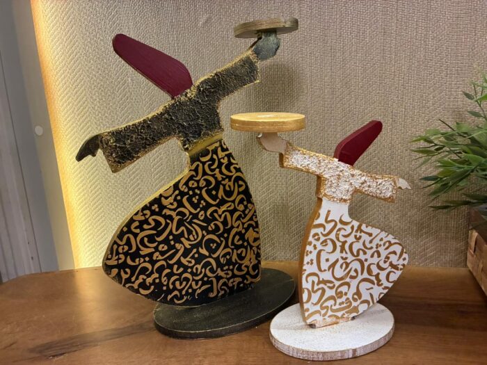 Ramadan Whirling Dervish Wooden Decor with Arabic Calligraphy - Image 2