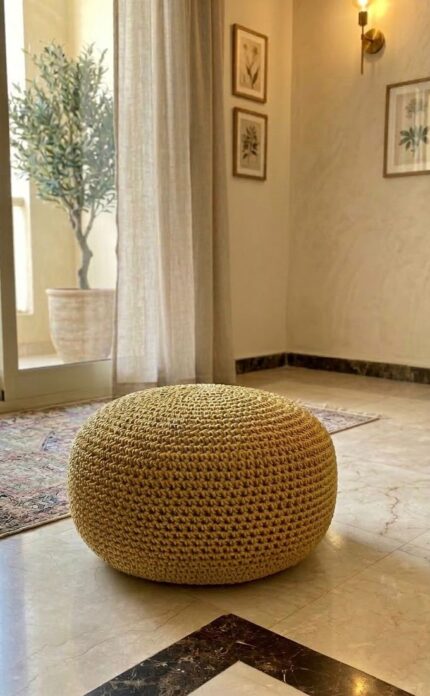 Handcrafted Boho Knit Pouf