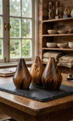 Handcrafted Natural Wood Vase – Modern Rustic Decorative Vase (Single or Set of 3) - Image 2