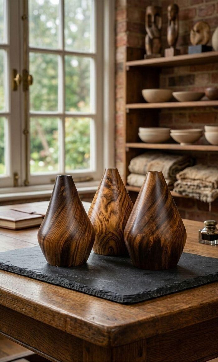 Handcrafted Natural Wood Vase – Modern Rustic Decorative Vase (Single or Set of 3) - Image 2