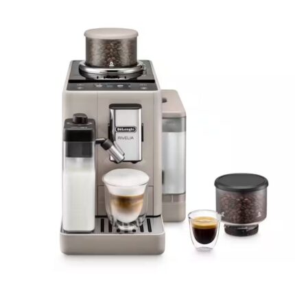 DeLonghi Rivelia Fully Automatic Multi Coffee Maker, 1450 Watt, 19 Bar, Sand Beige - EXAM440.55.BG (Raya Warranty)