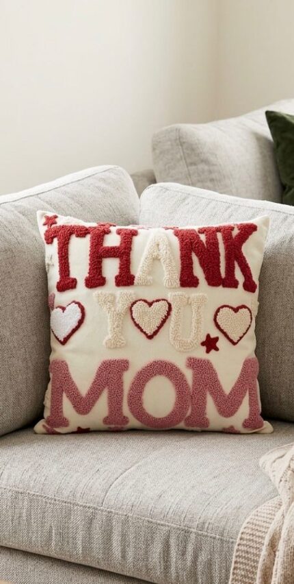 Thank You Mom Punch Needle Cushion