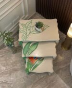Tropical Hand-Painted Wooden Nesting Tables Set - Image 3