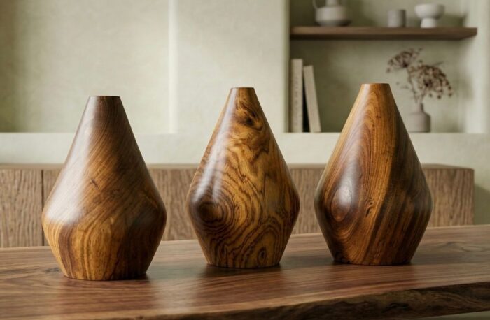 Handcrafted Natural Wood Vase – Modern Rustic Decorative Vase (Single or Set of 3) - Image 3