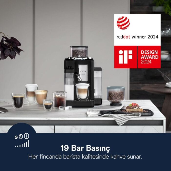 DeLonghi Rivelia Fully Automatic Multi Coffee Maker, 1450 Watt, 19 Bar, Black - EXAM440.55.B - Image 6