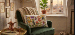 Floral Birds Embroidered Cushion Cover - Image 3
