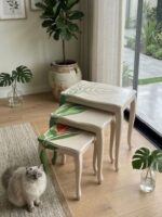 Tropical Hand-Painted Wooden Nesting Tables Set - Image 4