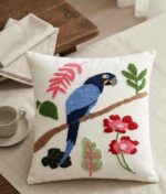 Handmade Boho Punch Needle Parrot Throw Pillow - Tropical Bird Embroidery Cushion Cover - Image 2