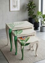 Tropical Hand-Painted Wooden Nesting Tables Set