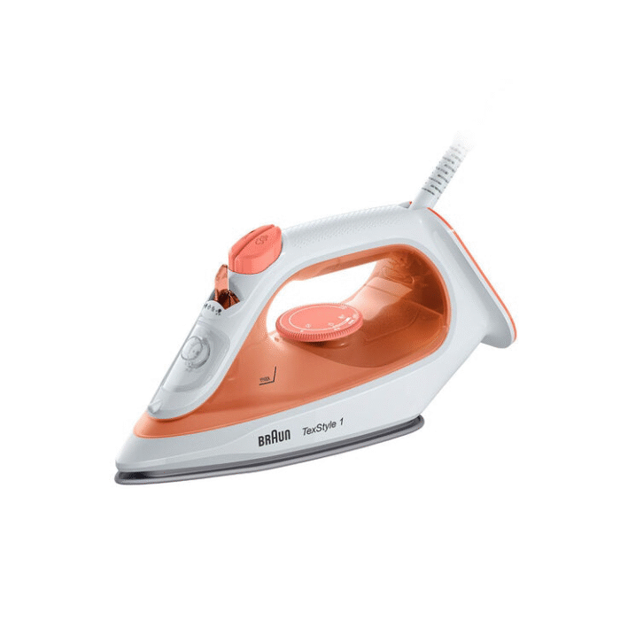 Braun TexStyle 1 Steam Iron, 1900W, 220 ml, Orange and White - SI1009OR - Image 1