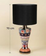 Hand-Painted Wooden Table Lamp with Matching Candle Holders Set – Modern Artistic Home Decor - Image 4