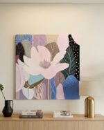 Handcrafted Abstract Floral Wooden Wall Art - Image 2