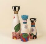 Hand-Painted Wooden Table Lamp with Matching Candle Holders Set – Modern Artistic Home Decor - Image 7