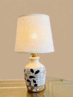 Handcrafted Wooden Table Lamp with  Shade – Artistic Botanical Design - Image 3