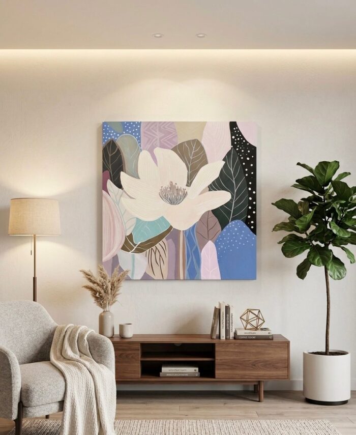 Handcrafted Abstract Floral Wooden Wall Art - Image 4