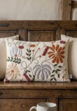 Blooming Threads Artisan Cushion – Hand-Embroidered Floral Harmony