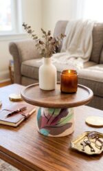 Hand-Painted Wooden Accent Side Table