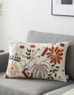 Blooming Threads Artisan Cushion – Hand-Embroidered Floral Harmony - Image 3