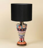 Hand-Painted Wooden Table Lamp with Matching Candle Holders Set – Modern Artistic Home Decor - Image 6
