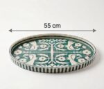 Handmade Mother of Pearl Oval Serving Tray – Green Inlay Decorative Tray - Image 2