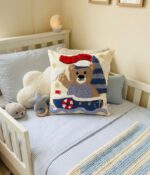 Handmade Nautical Teddy Bear Cushion – Kids Room Decorative Pillow - Image 2