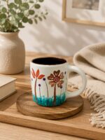 Artisanal Geometric Blue Stone Mug - Image 2