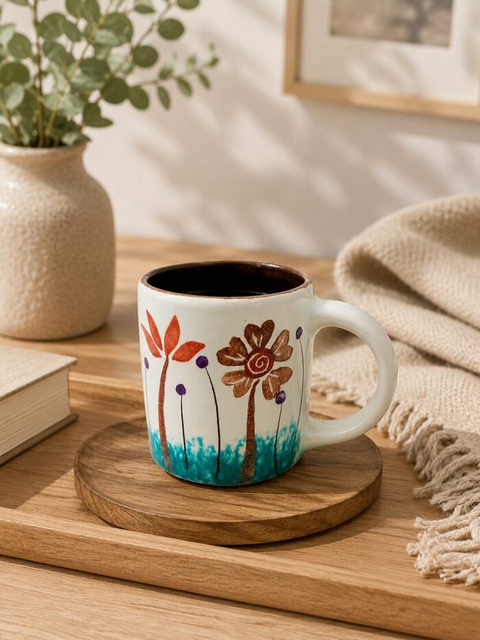 Artisanal Geometric Blue Stone Mug - Image 2