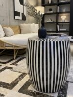 Modern Black & White Resin Wood Side Table - Image 4