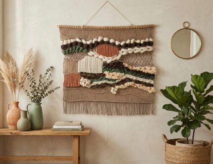 Handmade Large Boho Macrame Wall Hanging – Textured Fiber Art Tapestry