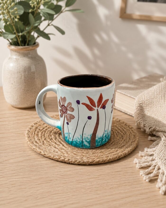 Artisanal Geometric Blue Stone Mug - Image 1