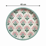 Handcrafted Floral Round Serving Tray – Green & Pink Pattern 45 cm - Image 3