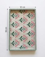 Blush Pink Floral Mother of Pearl Inlay Wooden Serving Tray - Image 3