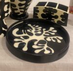 Handmade Wooden Serving Tray – 37 cm Round Hand-Painted Decorative Tray for Home & Kitchen - Image 2