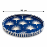 Handmade Blue Mother of Pearl Oval Serving Tray – Palm Pattern Decorative Tray - Image 2