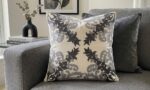 Handmade Gray Embroidered Cotton Cushion – Elegant Floral Decorative Pillow - Image 3