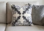 Handmade Gray Embroidered Cotton Cushion – Elegant Floral Decorative Pillow - Image 2
