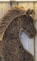 Hand-Carved Wooden Horse Wall Art – Handmade Engraved Rustic Wood Decor - Image 3
