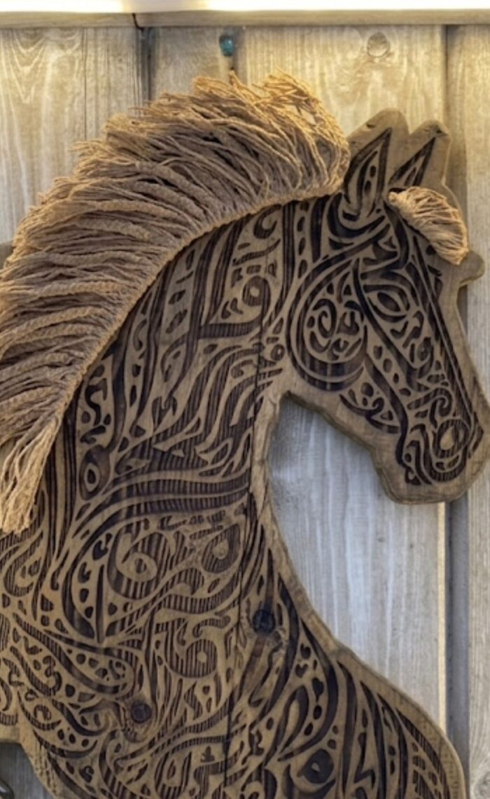 Hand-Carved Wooden Horse Wall Art – Handmade Engraved Rustic Wood Decor - Image 3