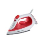 Braun TexStyle 1 SI1019RD Steam Iron – 1900W, Non-Stick Soleplate, 220ml Water Tank, Red/White