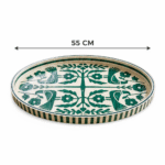 Botanical Pattern Handmade Serving Tray – Green Mother of Pearl Oval Tray - Image 2