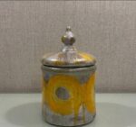 Hand-Painted Wooden Storage Jar with Lid – Artisan Handmade Decorative Container