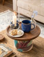 Hand-Painted Wooden Accent Side Table - Image 2